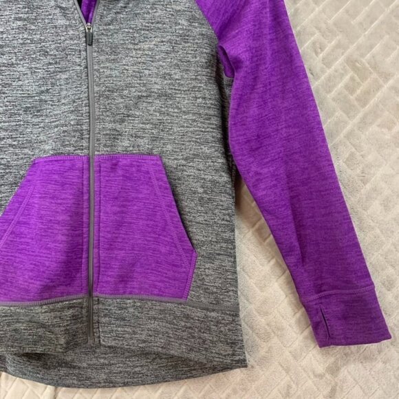 And1 Head Womens Small Hoodie Sweatshirt Gray Purple Fleece Full Zip Athletic - Picture 5 of 15